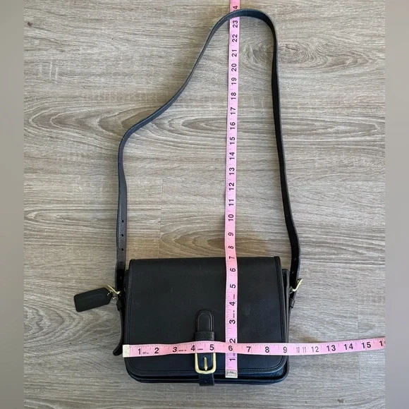 Vintage Coach Black Leather Crossbody Saddle Pouch Bag 9590 Made In NYC '80's - Picture 14 of 16